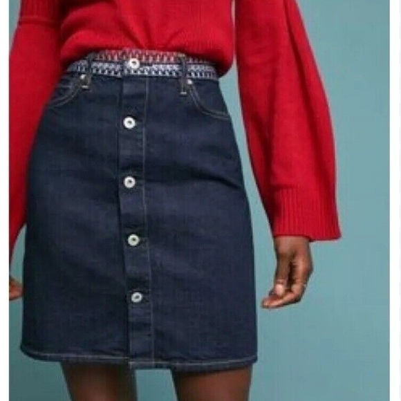 Levi’s Anthropologie Skirt Womens 26 Made & Crafted Denim Button Mini Skirt New - Picture 1 of 8